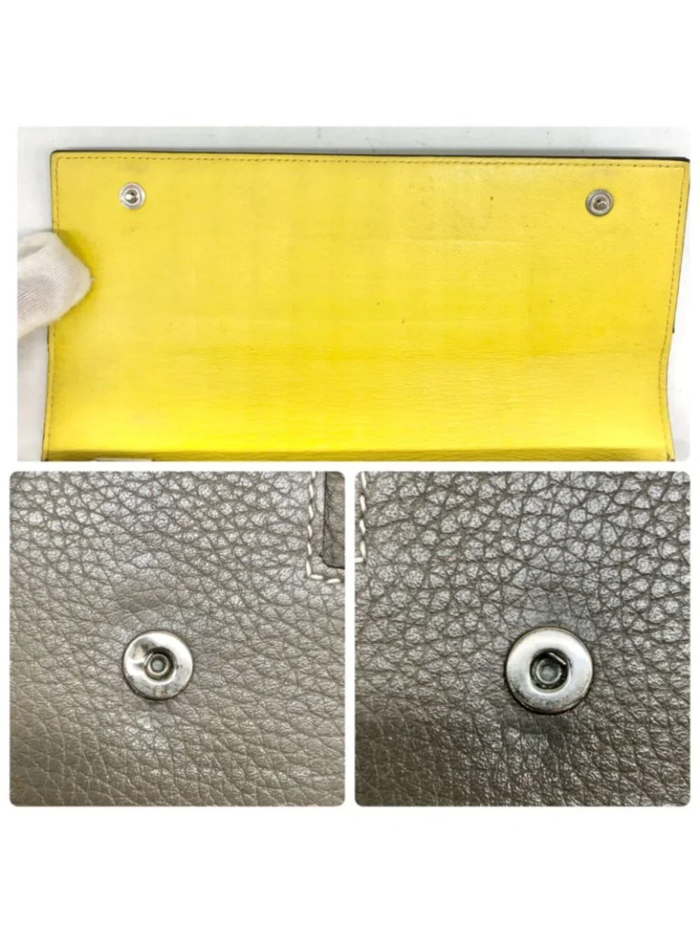 Celine Bifold Wallet Multi Function Large Flap Leather Khaki